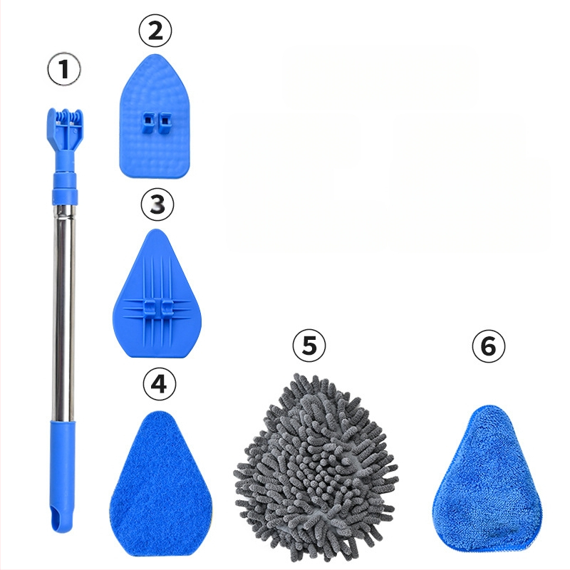 Wave Height Αναδιπλούμενη βούρτσα καθαρισμού με μακριά λαβή — τριγωνική βούρτσα για πλακάκια και μπάνιο, με σφουγγάρι, πολυλειτουργική