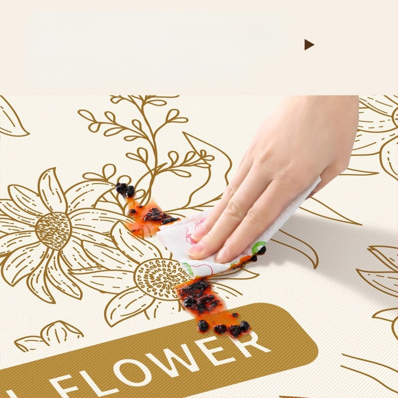 Покривка за маса PVC, водоустойчива и маслоустойчива, геометричен и флорален принт, правоъгълна