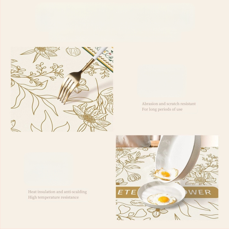 Покривка за маса PVC, водоустойчива и маслоустойчива, геометричен и флорален принт, правоъгълна