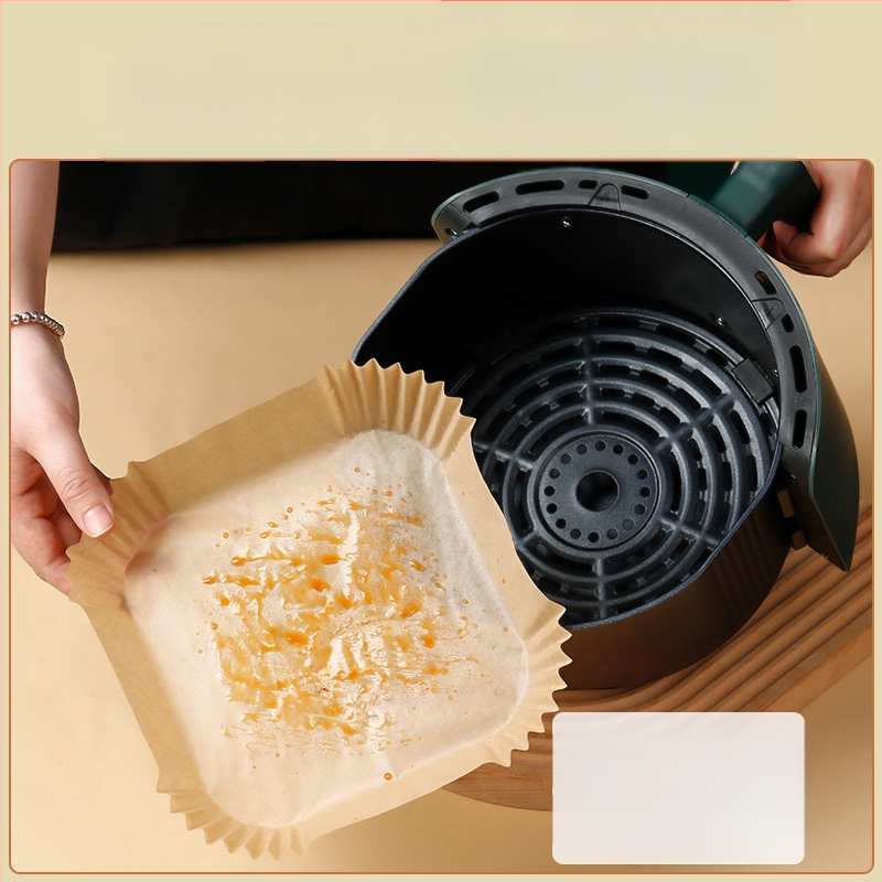 Kvadratinis silikoninis aliejinis kepimo popierius oro frituvei, 38-40 g/m²