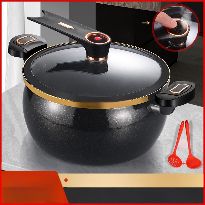 Тенджера за супи в стил преса, железна конструкция, стъклен капак, незалепващо покритие, нов китайски стил