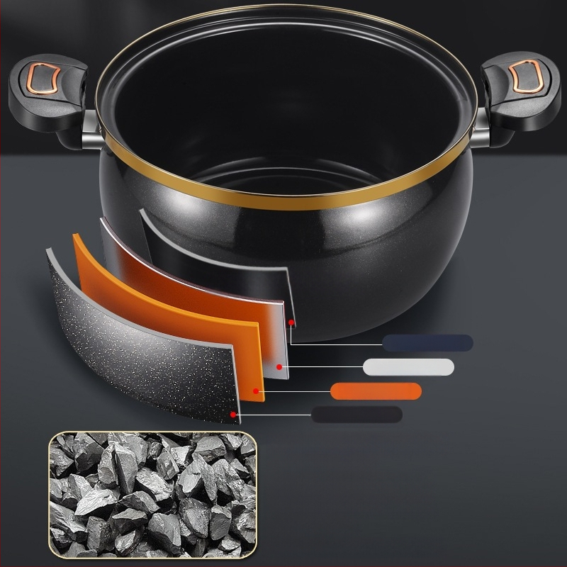 Тенджера за супи в стил преса, железна конструкция, стъклен капак, незалепващо покритие, нов китайски стил