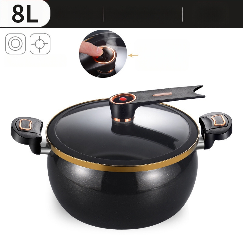 Тенджера за супи в стил преса, железна конструкция, стъклен капак, незалепващо покритие, нов китайски стил