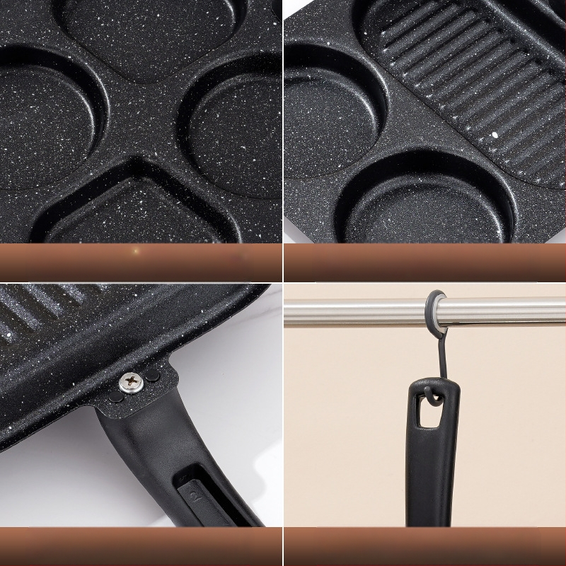 Kiaušinių keptuvė su neprilipstančia danga, iš plonojo plieno, daugiaeilių tinklelio dizainas, gylis 2 cm, svoris 350 g