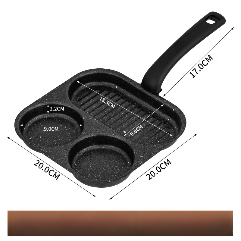 Kiaušinių keptuvė su neprilipstančia danga, iš plonojo plieno, daugiaeilių tinklelio dizainas, gylis 2 cm, svoris 350 g