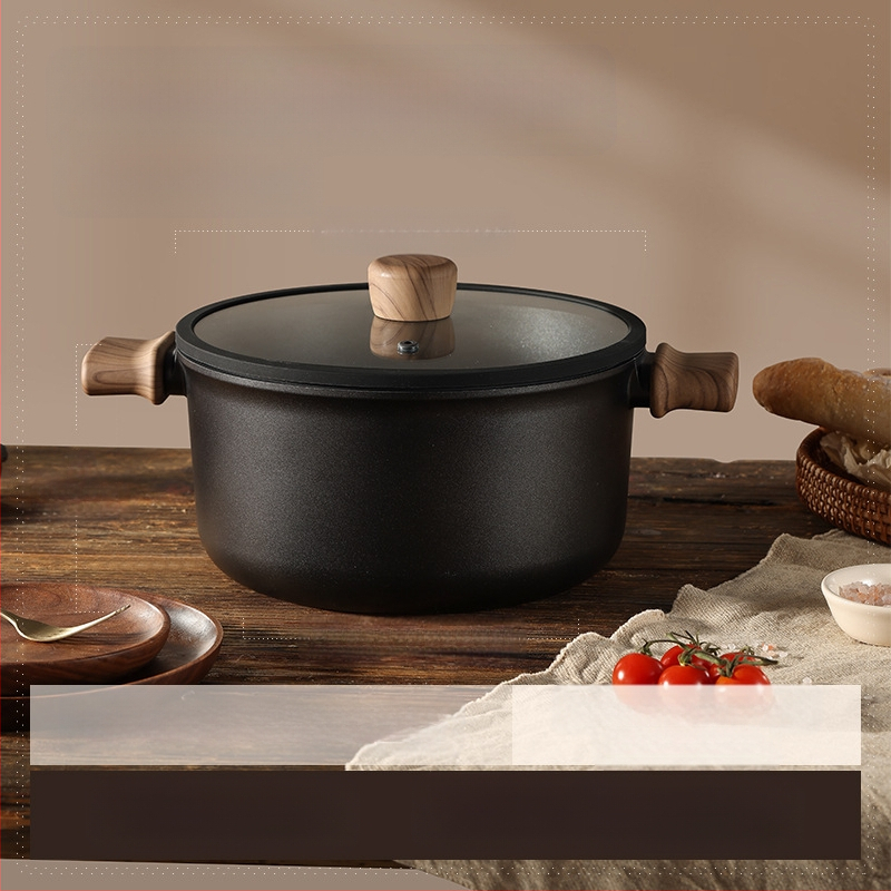 Тиган за супа с двойни дръжки, незалепващ, модел 985, обем 2.1–3 л, материал: коприна