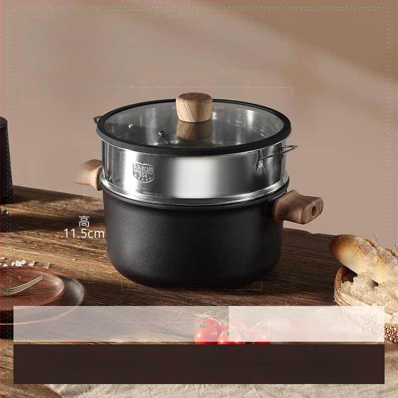 Тиган за супа с двойни дръжки, незалепващ, модел 985, обем 2.1–3 л, материал: коприна