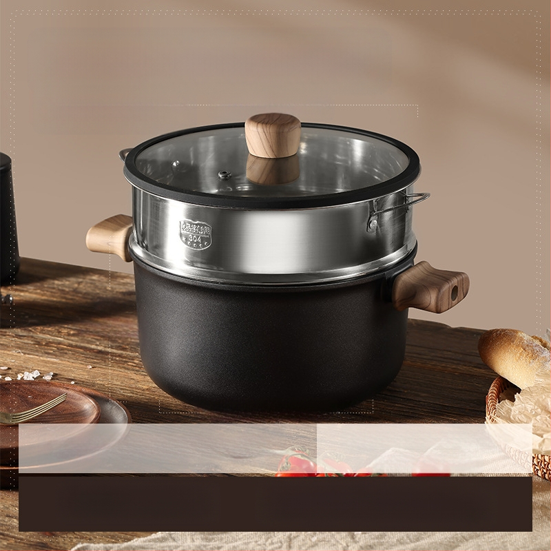 Тиган за супа с двойни дръжки, незалепващ, модел 985, обем 2.1–3 л, материал: коприна