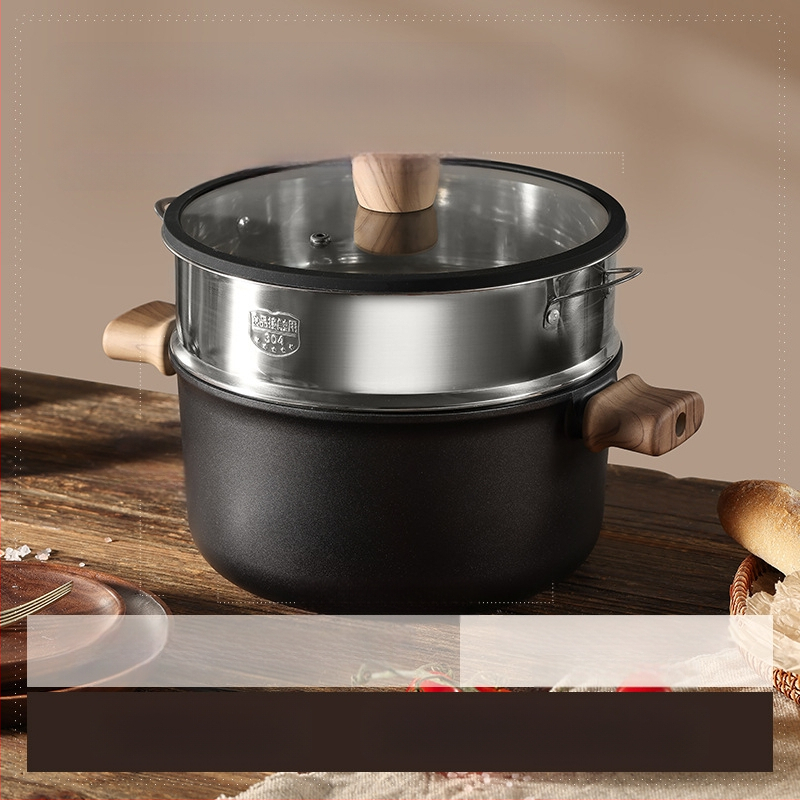 Тиган за супа с двойни дръжки, незалепващ, модел 985, обем 2.1–3 л, материал: коприна