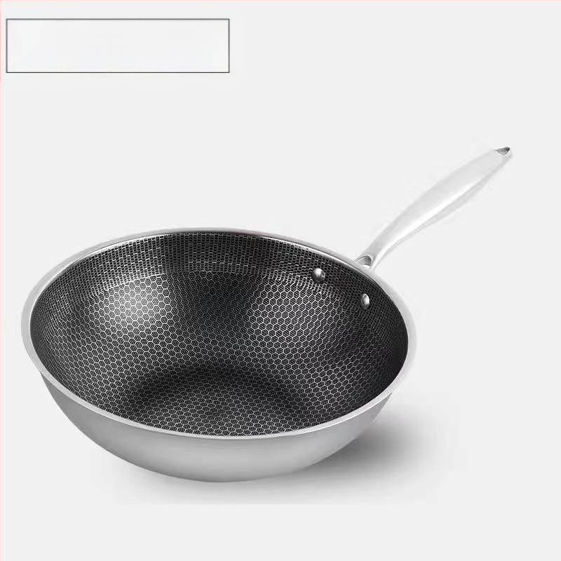 Nerūdijančio plieno wok su stiklo dangčiu, nelipus, su vienu dugnu, tinkamas bendrosioms viryklėms.