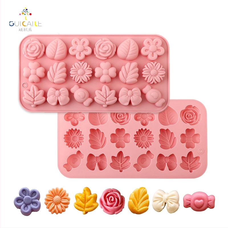 Silikona forma ar 18 atverēm ziedu un zāles rakstam – DIY augļu želejām, fondantam, ziepēm un vaska pērlītēm