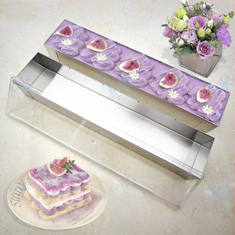 Stačiakampė tiramisu forma iš nerūdijančio plieno, su matavimo skale, atsiejama