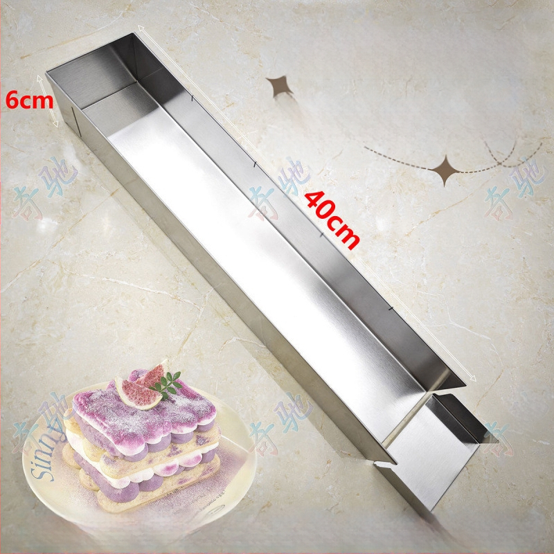 Stačiakampė tiramisu forma iš nerūdijančio plieno, su matavimo skale, atsiejama