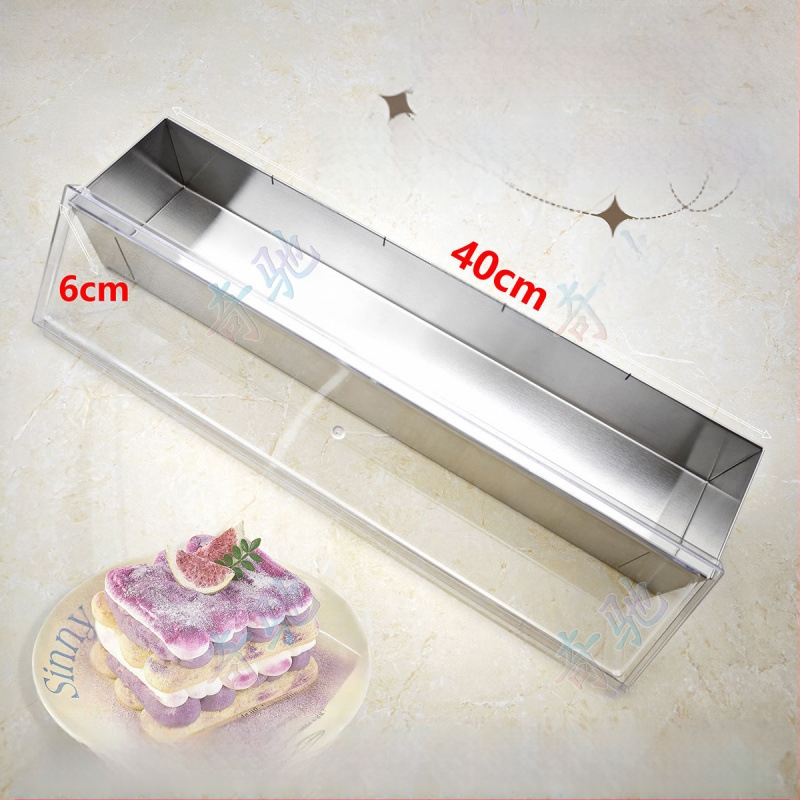 Stačiakampė tiramisu forma iš nerūdijančio plieno, su matavimo skale, atsiejama