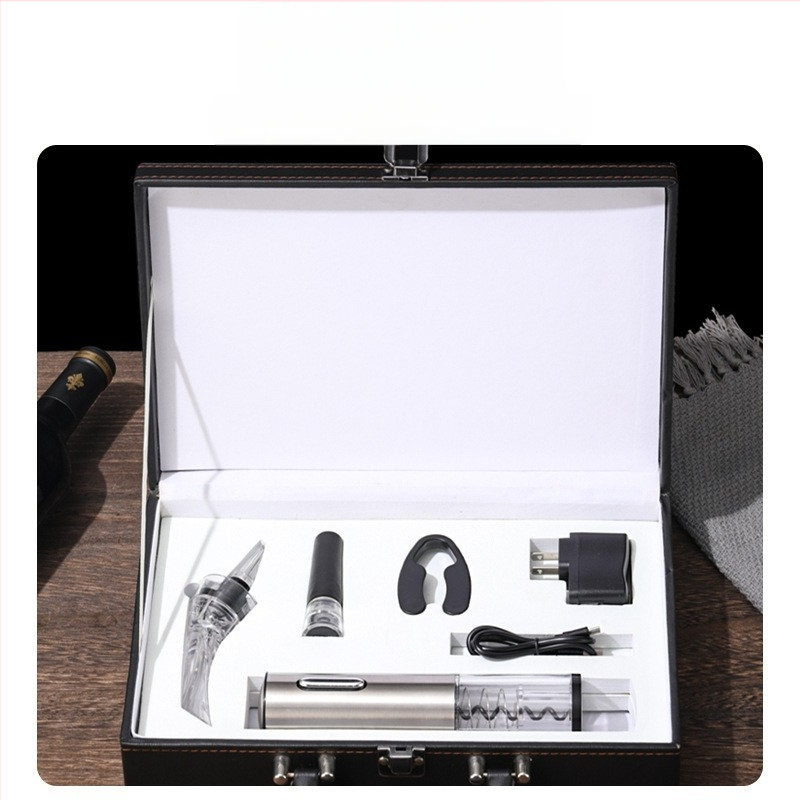 Elektrisks vīna pudeles atvērējs, piecu daļu komplekts no nerūsējoša tērauda, logotipa drukāšana, privātais zīmols