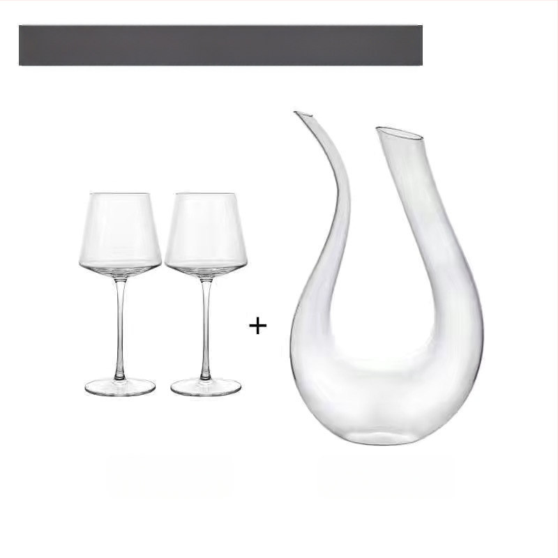 Stiklinė kvadratinė vyno taurelė be švino, modernus minimalistinis stilius, logotipo spausdinimas.