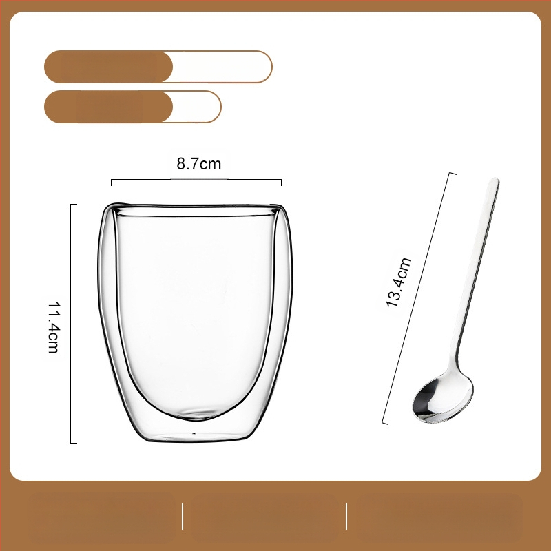 Dvigubo sienelių stiklinė kavos puodelis su rankena — izoliacinė, atspari aukštai temperatūrai, tinkama arbatai ir kavai