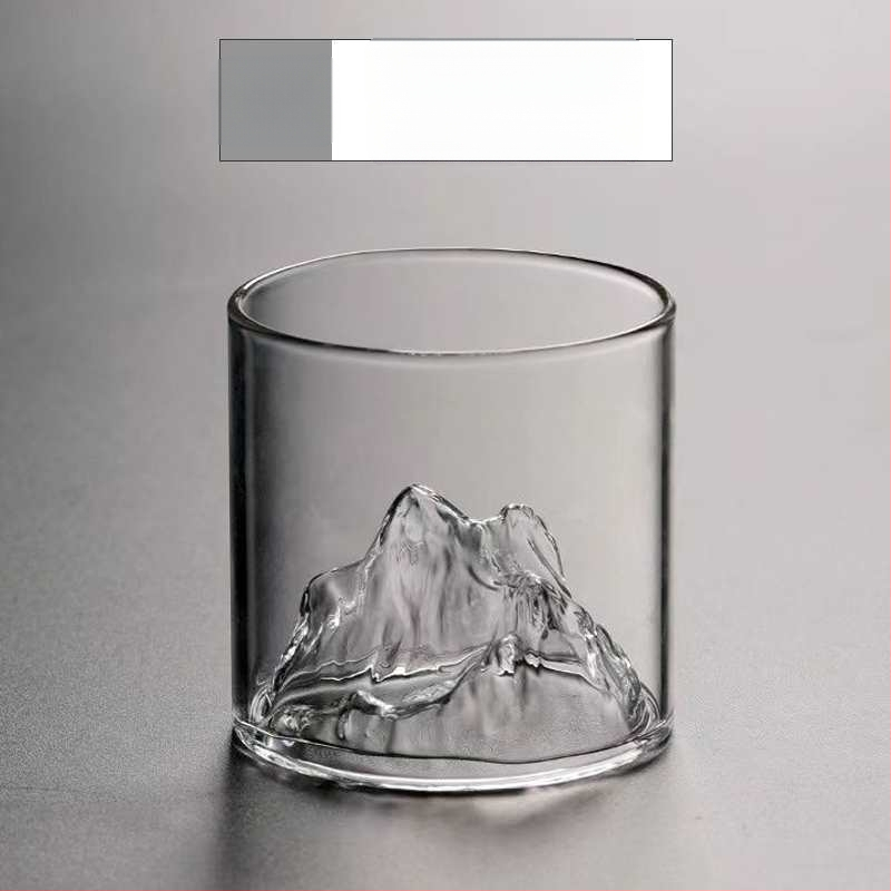 Termo atsparus stiklo puodelis japonų stiliuje su Fudžio motyvu ir ledinio rašto dizainu, apvalios formos