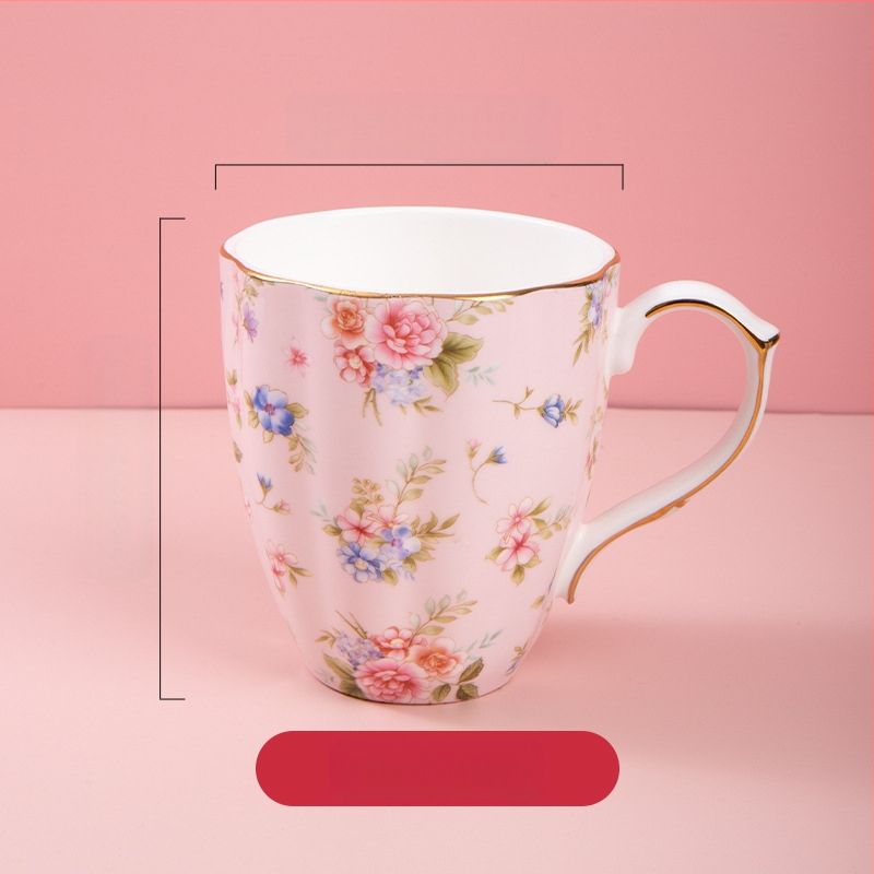 Kavos puodelis iš kaulinio porceliano, su daugiau nei 36% kaulinio miltelių, netaisyklingos formos, gėlių raštas, aukšta temperatūros atsparumas, logotipo spausdinimas įmanomas