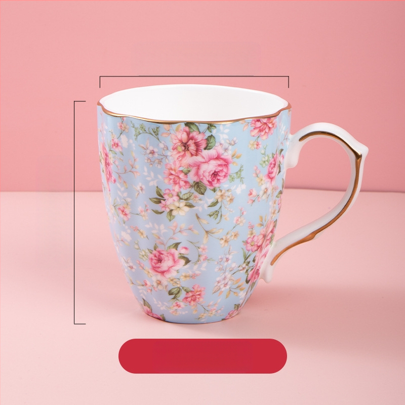 Kavos puodelis iš kaulinio porceliano, su daugiau nei 36% kaulinio miltelių, netaisyklingos formos, gėlių raštas, aukšta temperatūros atsparumas, logotipo spausdinimas įmanomas