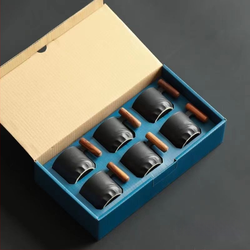 Κεραμική κούπα καφέ με λαβή – ιαπωνικού στυλ, ρετρό γλάσο καμίνι, αντι-κάψιμο, για οικιακή χρήση.