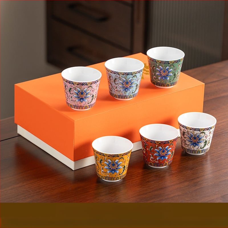 Keraminė emaliuota arbatos taurelė – kinų stiliaus, paprastas dizainas, tinkama dovana, skirti gimtadieniams ir kelionėms