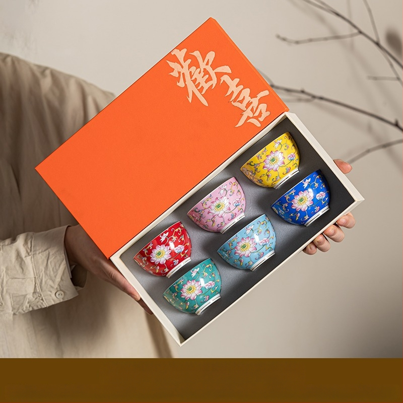 Keraminė emaliuota arbatos taurelė – kinų stiliaus, paprastas dizainas, tinkama dovana, skirti gimtadieniams ir kelionėms