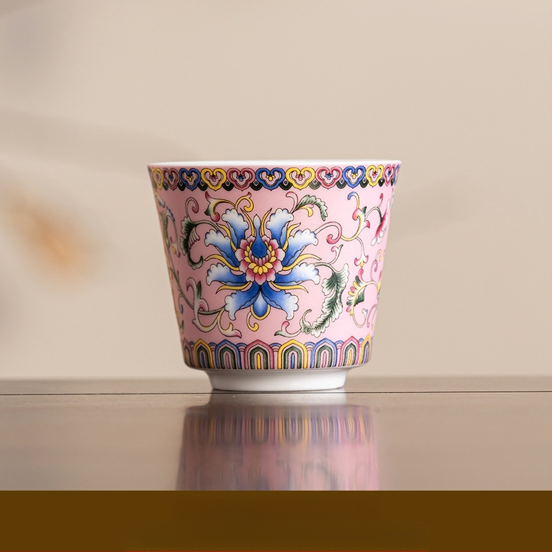 Keraminė emaliuota arbatos taurelė – kinų stiliaus, paprastas dizainas, tinkama dovana, skirti gimtadieniams ir kelionėms