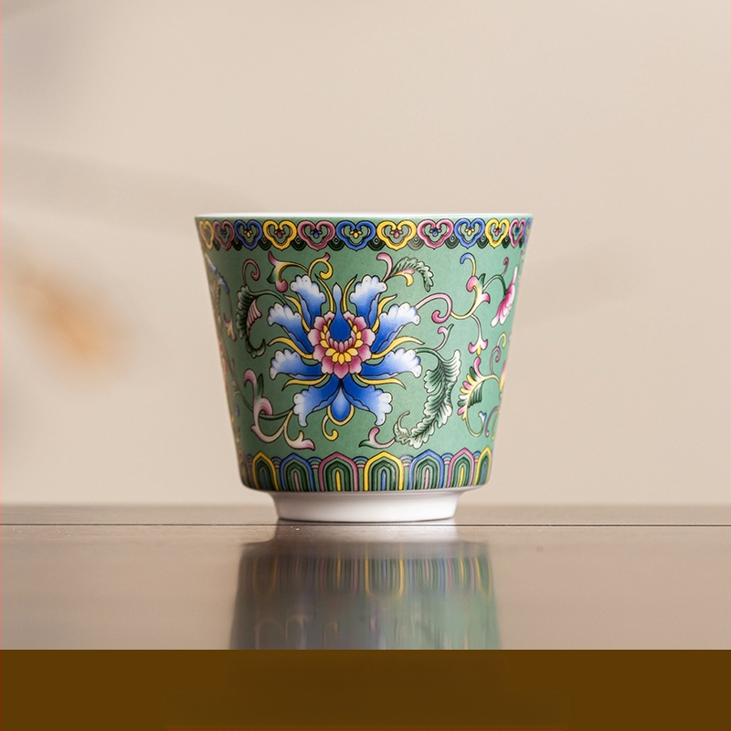 Keraminė emaliuota arbatos taurelė – kinų stiliaus, paprastas dizainas, tinkama dovana, skirti gimtadieniams ir kelionėms