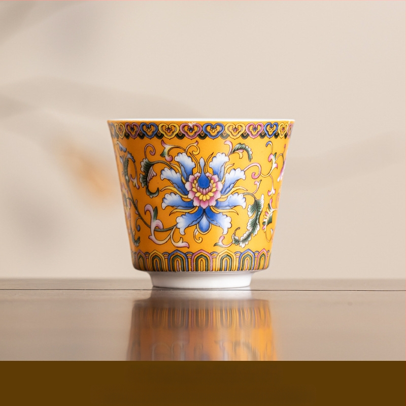 Keraminė emaliuota arbatos taurelė – kinų stiliaus, paprastas dizainas, tinkama dovana, skirti gimtadieniams ir kelionėms