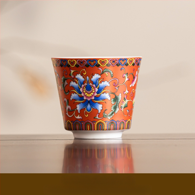 Keraminė emaliuota arbatos taurelė – kinų stiliaus, paprastas dizainas, tinkama dovana, skirti gimtadieniams ir kelionėms