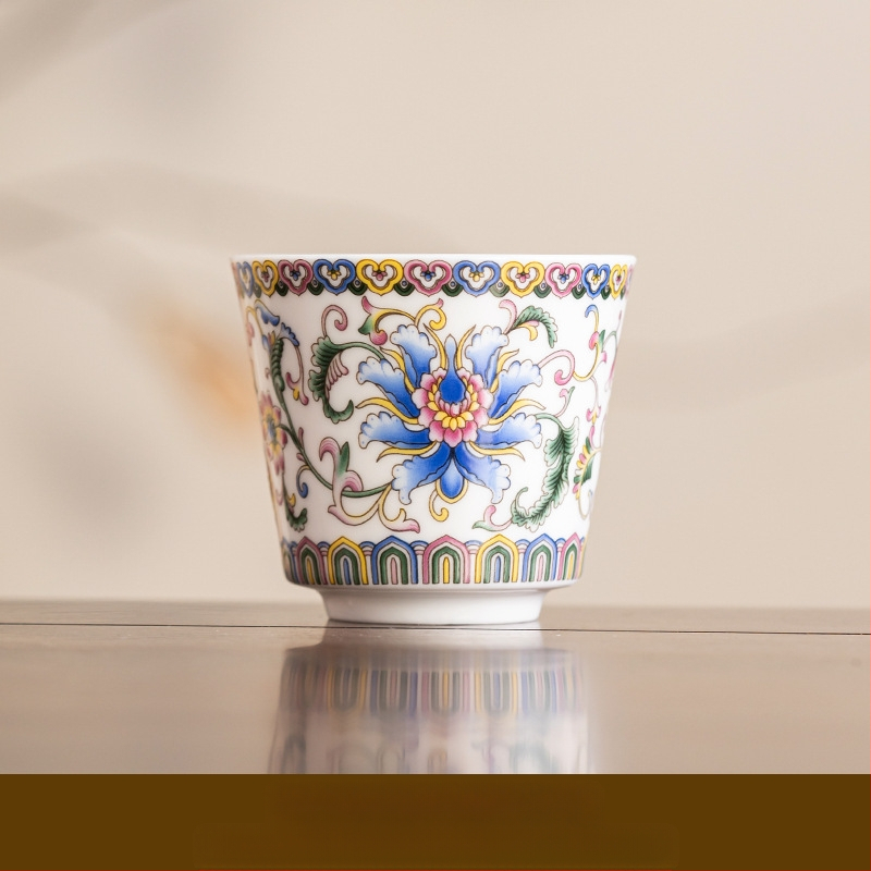 Keraminė emaliuota arbatos taurelė – kinų stiliaus, paprastas dizainas, tinkama dovana, skirti gimtadieniams ir kelionėms