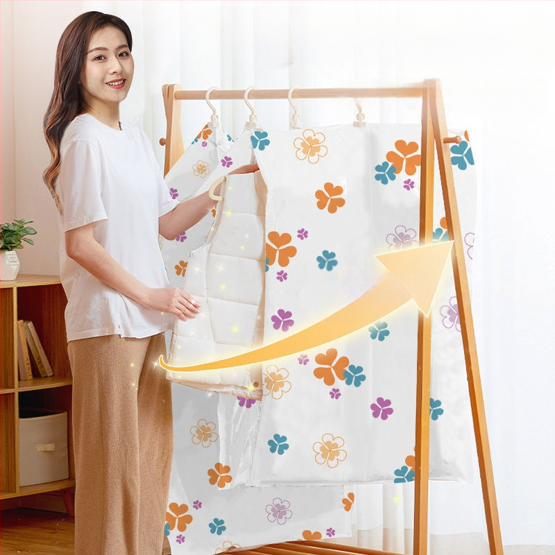 Du Tuo вакуумна компресираща чанта за пухено яке със странично дърпане за окачване, PET/PE материал