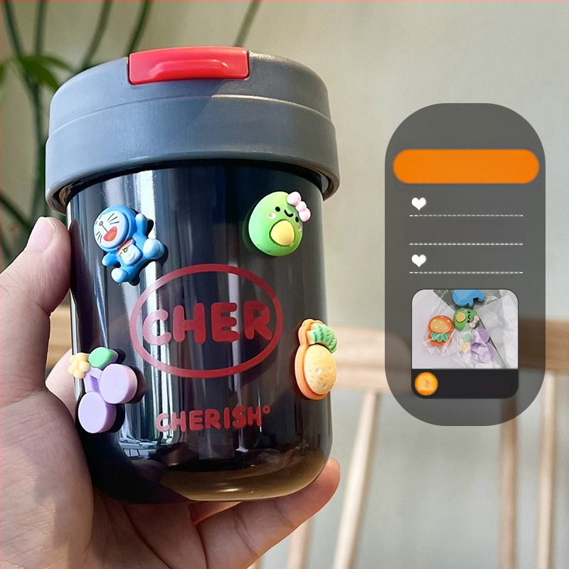 Ton-ton puodelis, PC medžiaga, atsparus kritimui, cilindrinė forma, su šiaudeliu