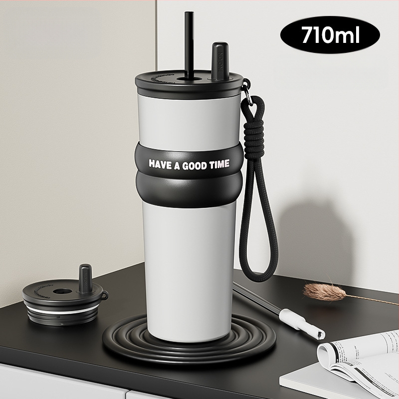 Termosas su 316 nerūdijančio plieno vidiniu bakeliu, išoriniu 304 nerūdijančio plieno korpusu, vakuuminė izoliacija (6-12 val.), nešiojamas automobilių puodelis