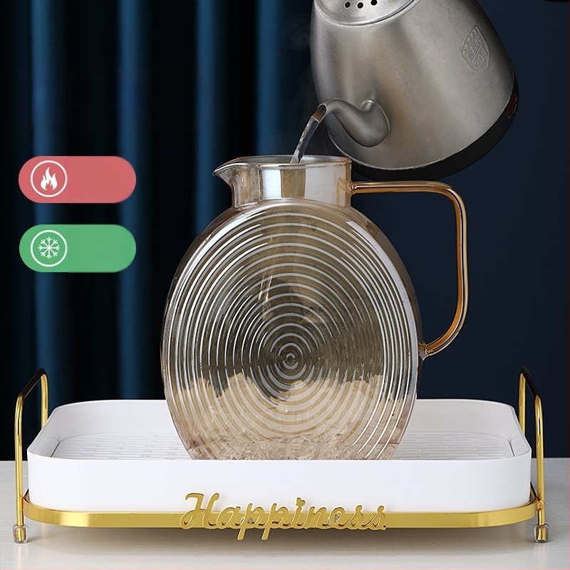 Stiklinis arbatinuko komplektas namų naudojimui su ledyno raštu, didelė talpa, pritaikomas, tinka sultims, pienui, gėrimams ir šaltam vandeniui