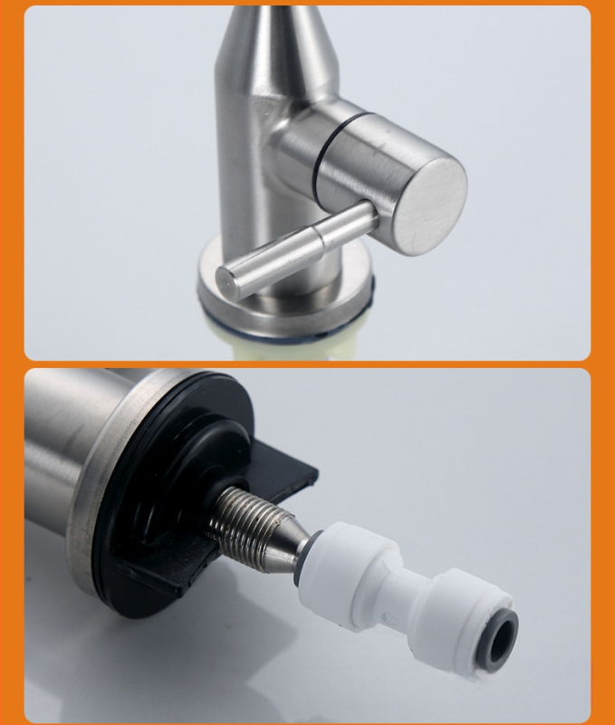 Nerūdijančio plieno virtuvės čiaupas su keraminiu vožtuvu, modelis 2P/4P, vertikalus diegimas, šlifuota paviršiaus, nominalus slėgis 0.9