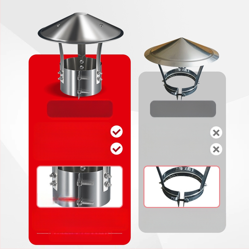 Kapa dimnjaka od nehrđajućeg čelika 201, otporna na vremenske uvjete, jednodijelna konstrukcija, izlaz zraka, Dark horse style