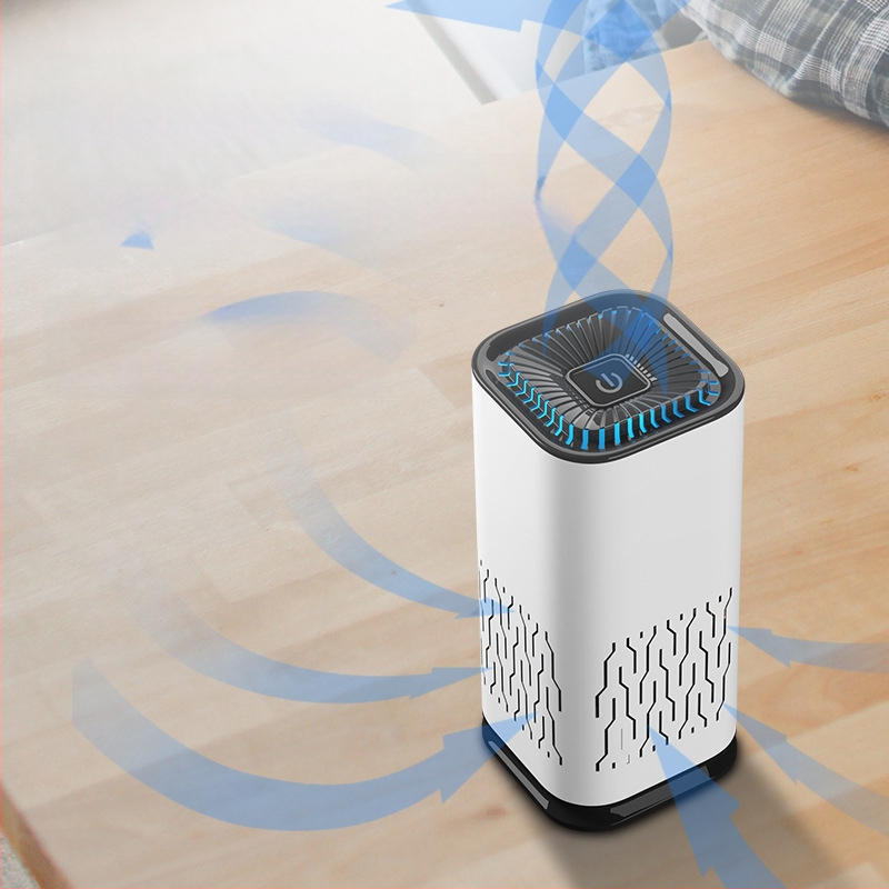 Automobilinis oro valytuvas – nešiojamas, šalina antrinį dūmą ir formaldehidų kvapus, sudėtinis filtras, oro srautas 50 m3/h, įkraunamas, be montavimo