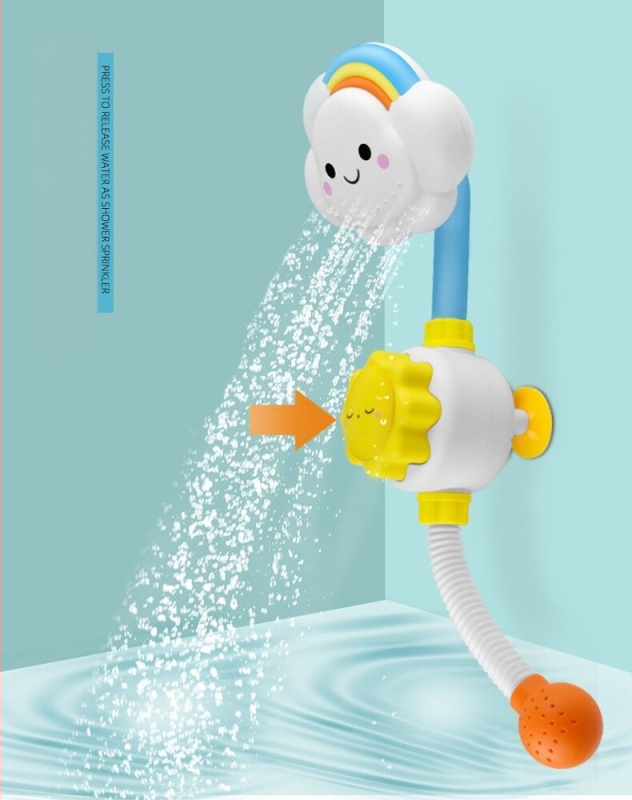 Детска водна играчка за баня: облак с дъга и пръскане на вода, пластмасова, за деца 4–6 години, ръчно управление