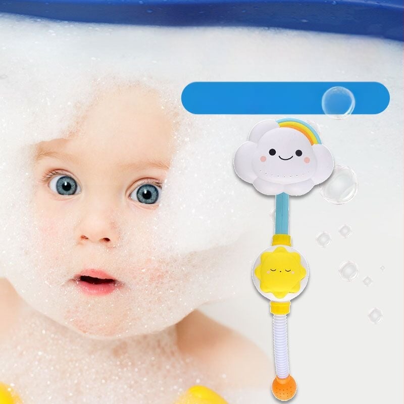 Детска водна играчка за баня: облак с дъга и пръскане на вода, пластмасова, за деца 4–6 години, ръчно управление