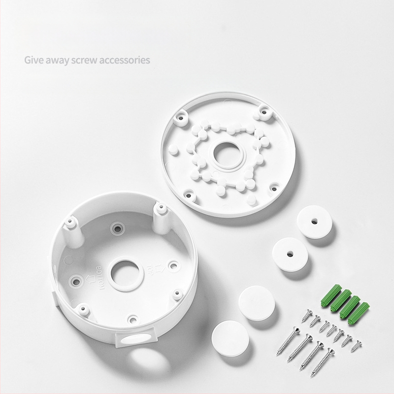 Βάση κάμερας οροφής για παρακολούθηση με ημισφαιρική πλάκα προσαρμογής και θήκη καλωδίων, 360° περιστροφή, πλαστικό