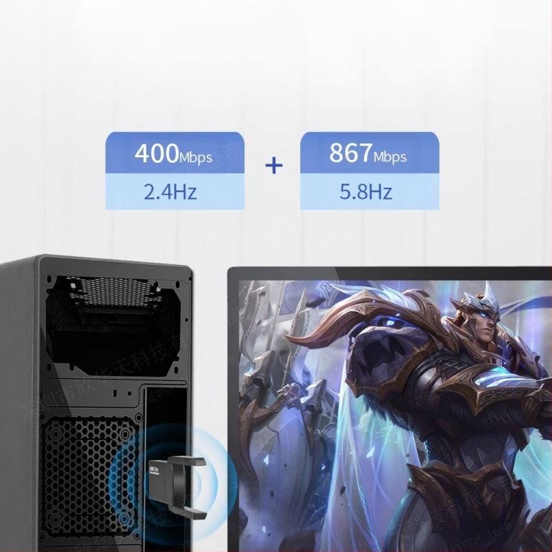 USB ασύρματος προσαρμογέας Wi-Fi, 1300 Mbps, διπλής ζώνης 2.4 GHz/5.8 GHz, 802.11b/g/n, χωρίς οδηγούς