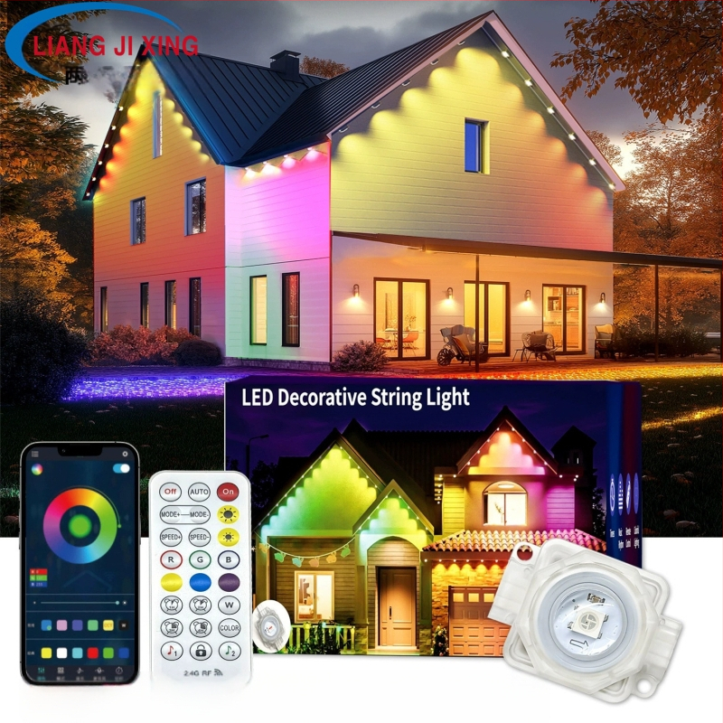 RGB LED lámpa a karzatra WiFi alkalmazásvezérléssel és hangvezérléssel, 24V bemenet, 30x5050 RGB LED-ek, kültéri vízálló, dimmer