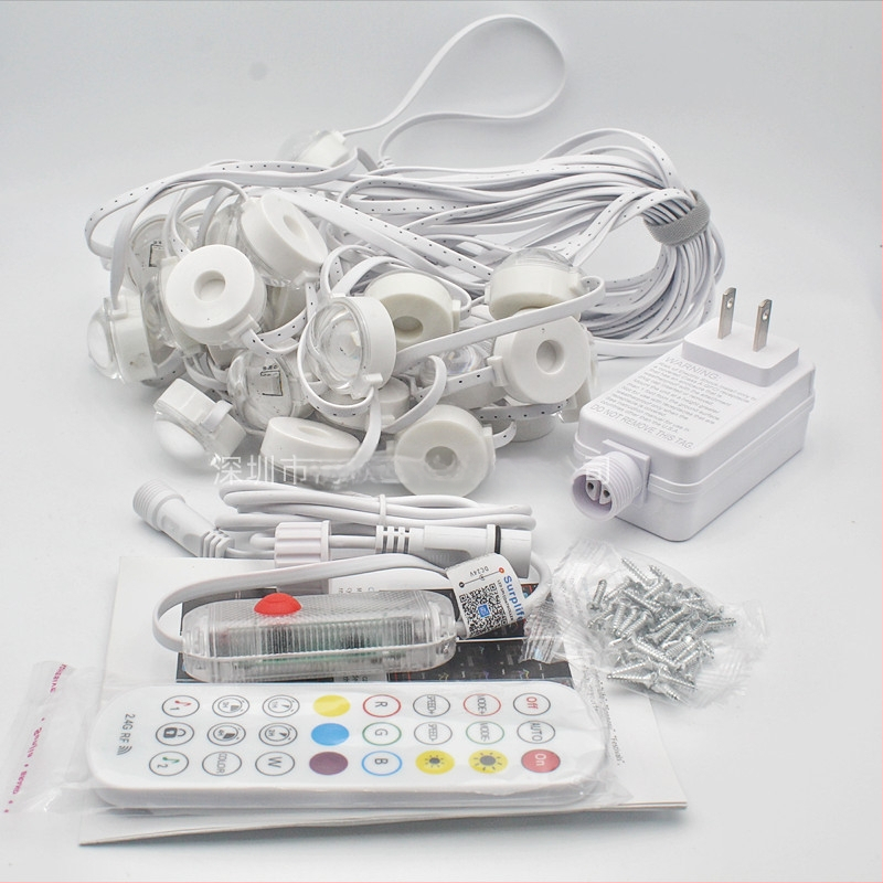 RGB LED lámpa a karzatra WiFi alkalmazásvezérléssel és hangvezérléssel, 24V bemenet, 30x5050 RGB LED-ek, kültéri vízálló, dimmer