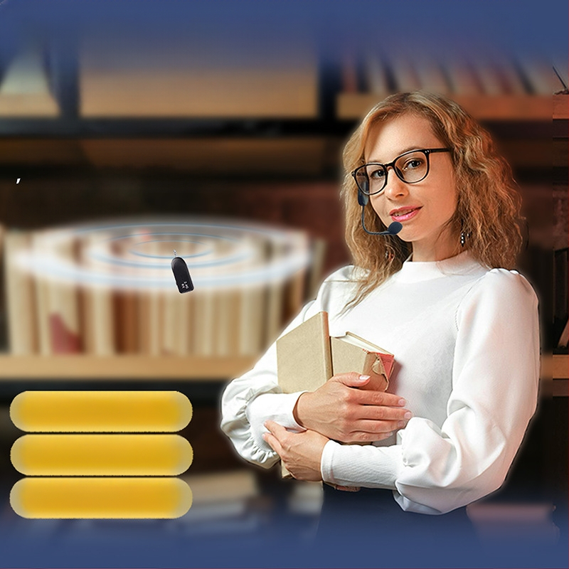 Ακουστικό μικρόφωνο για συνεδριάσεις με ενσωματωμένη μπαταρία 300–500 mAh, υπερκαρδιοειδής λήψη, εύρος συχνοτήτων 100 Hz–20 kHz, SNR ≥75 dB