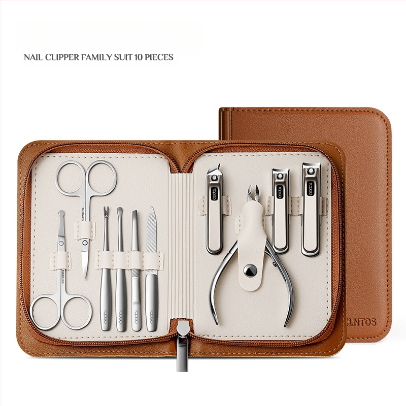 BTCLNTOS Υψηλής ποιότητας σετ εργαλείων νυχιών με θήκη, φορητό οικιακό στυλ; Περιλαμβάνει κόπτη νυχιών και πένσα; Υλικά: ανοξείδωτο ατσάλι, χάλυβας άνθρακα, κράμα ψευδάργύρου-αλουμινίου; Εκτύπωση λογοτύπου