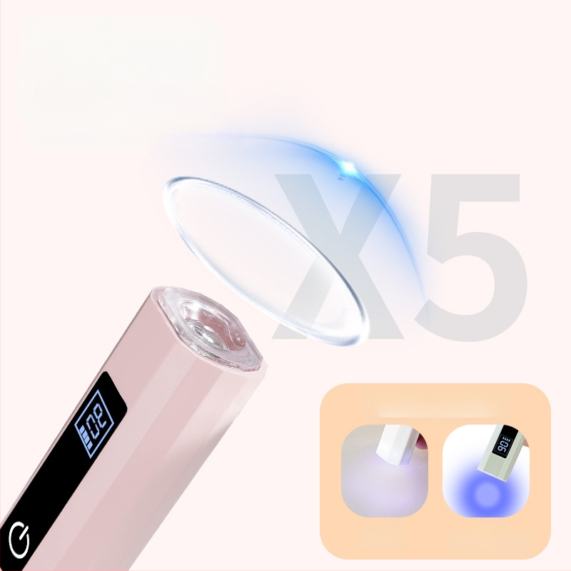 Rankinė mini belaidė nagų lempa su LCD ekranu greitam džiovinimui