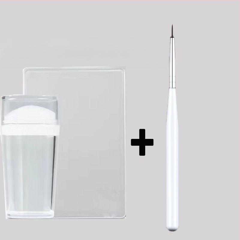 Σετ εργαλείων stamping νυχιών με σιλικόνιο σφραγίδα και παλέτα, τόξο γαλλικού σχεδίου, ανθεκτικό κιτ μανικιού