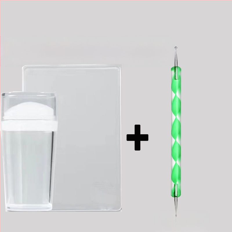 Σετ εργαλείων stamping νυχιών με σιλικόνιο σφραγίδα και παλέτα, τόξο γαλλικού σχεδίου, ανθεκτικό κιτ μανικιού